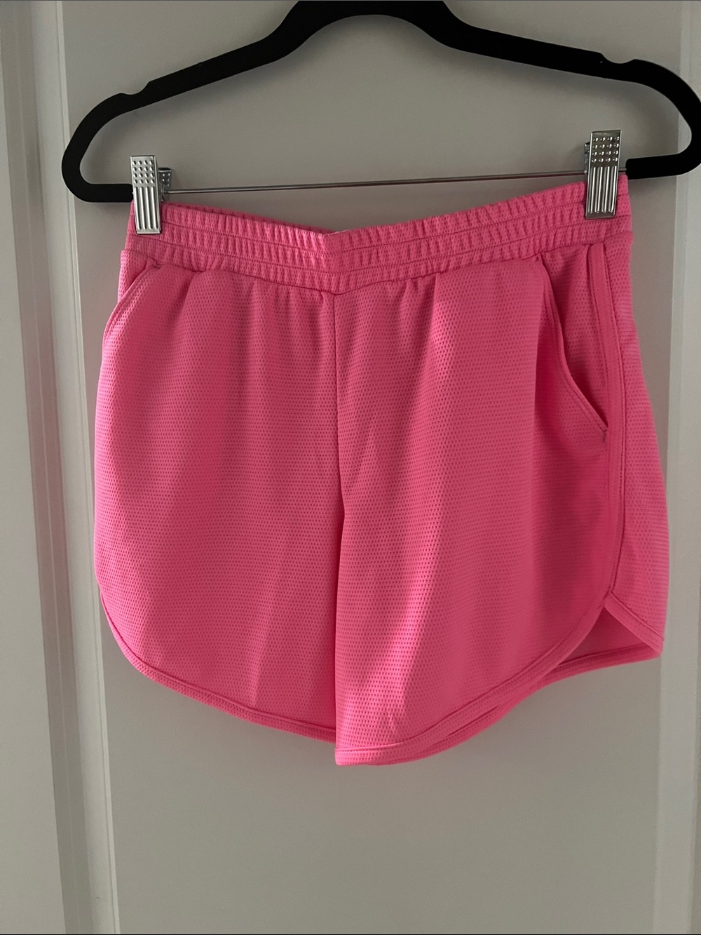 Athletic Works Bright Pink Mesh Running Shorts with Pockets